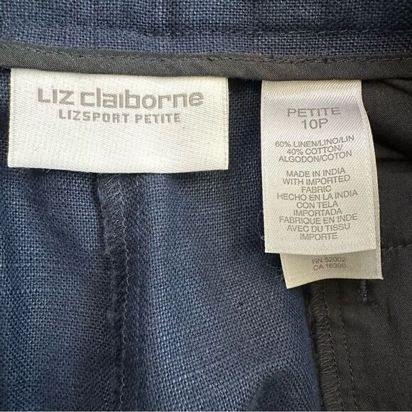 NWT Liz Claiborne Linen Blend Kylie Navy Blue Wrinkle Free Pants - Picture 9 of 13